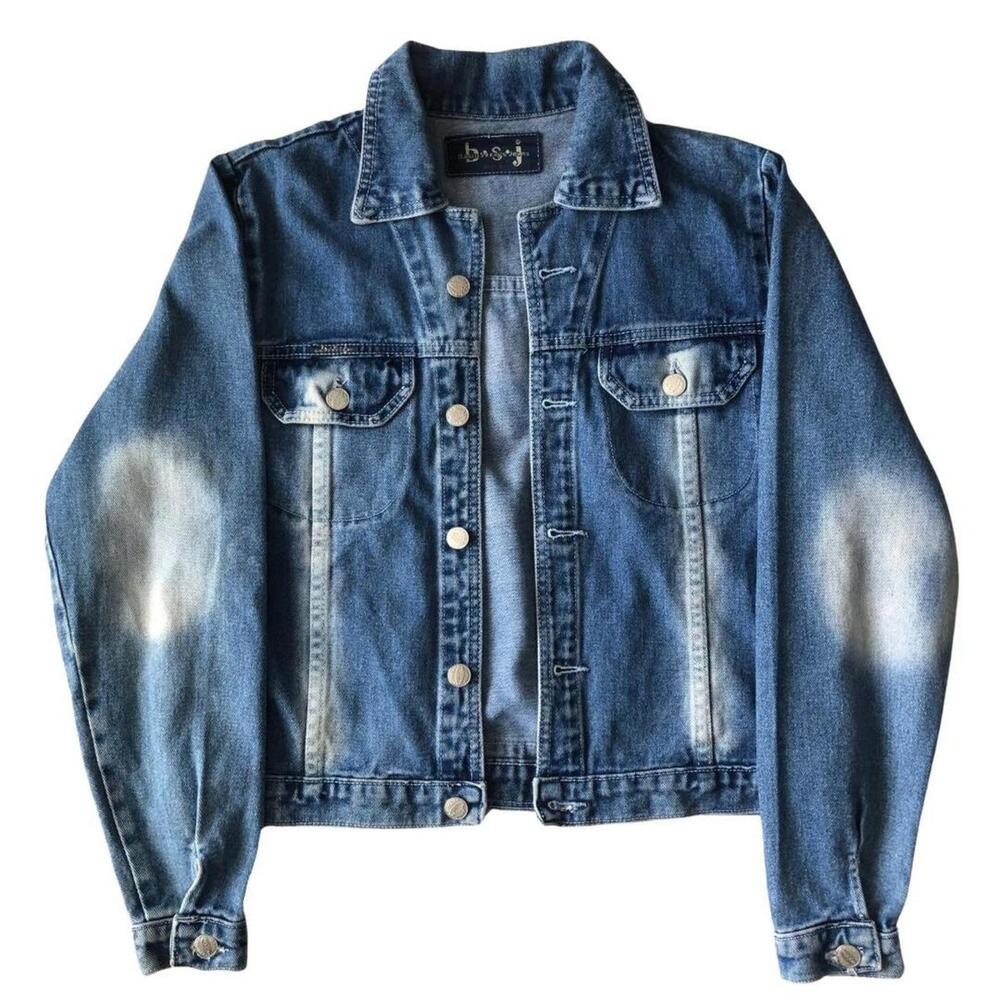 ✨SOLD✨ Basic Sexxy’s Jeans vintage 90s blue faded bleached denim jacket